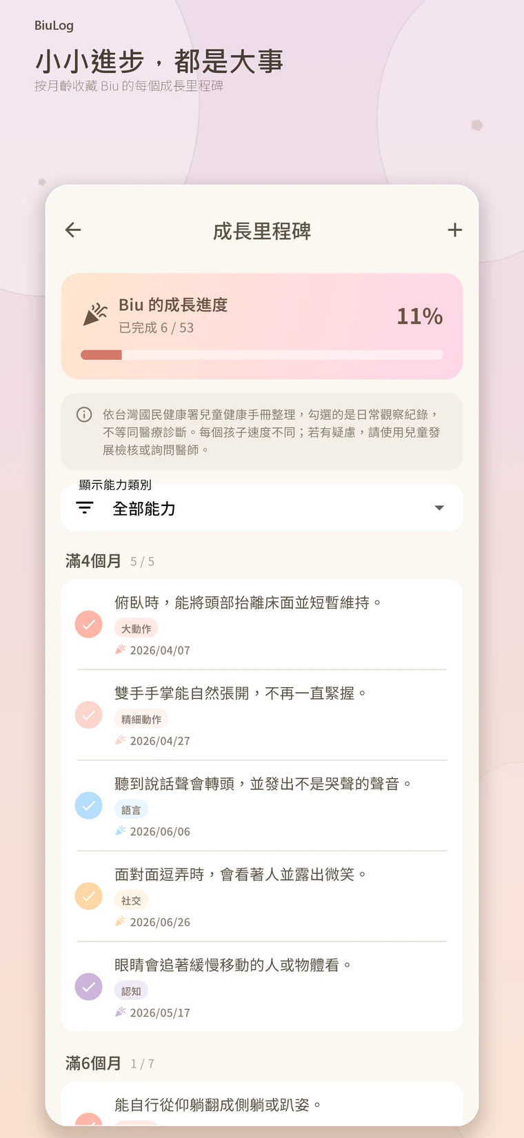 成長里程碑