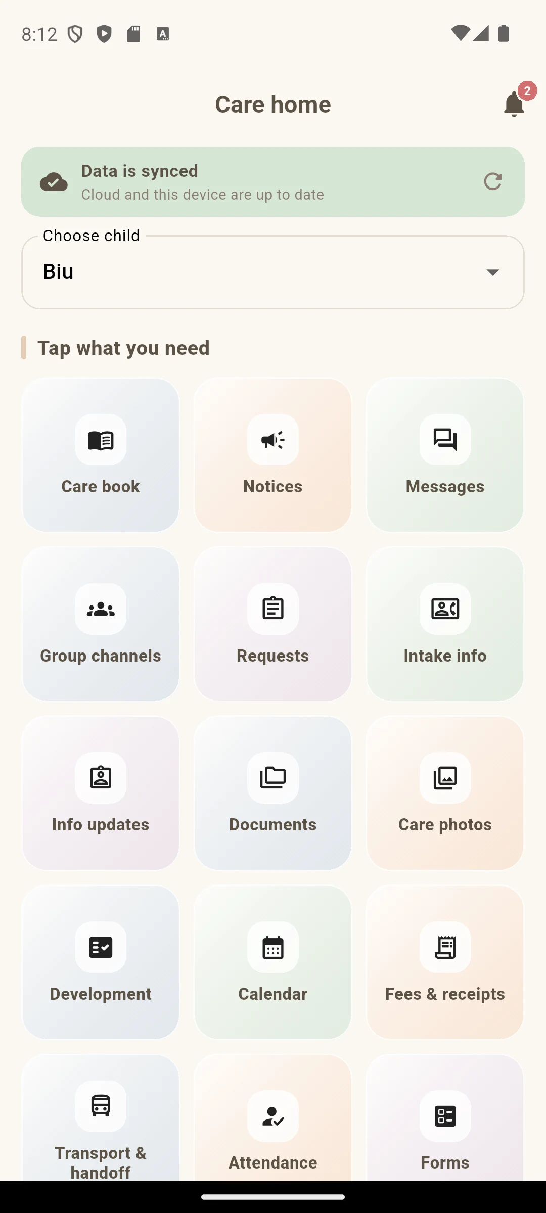 Care books, notices, and messages are one tap away